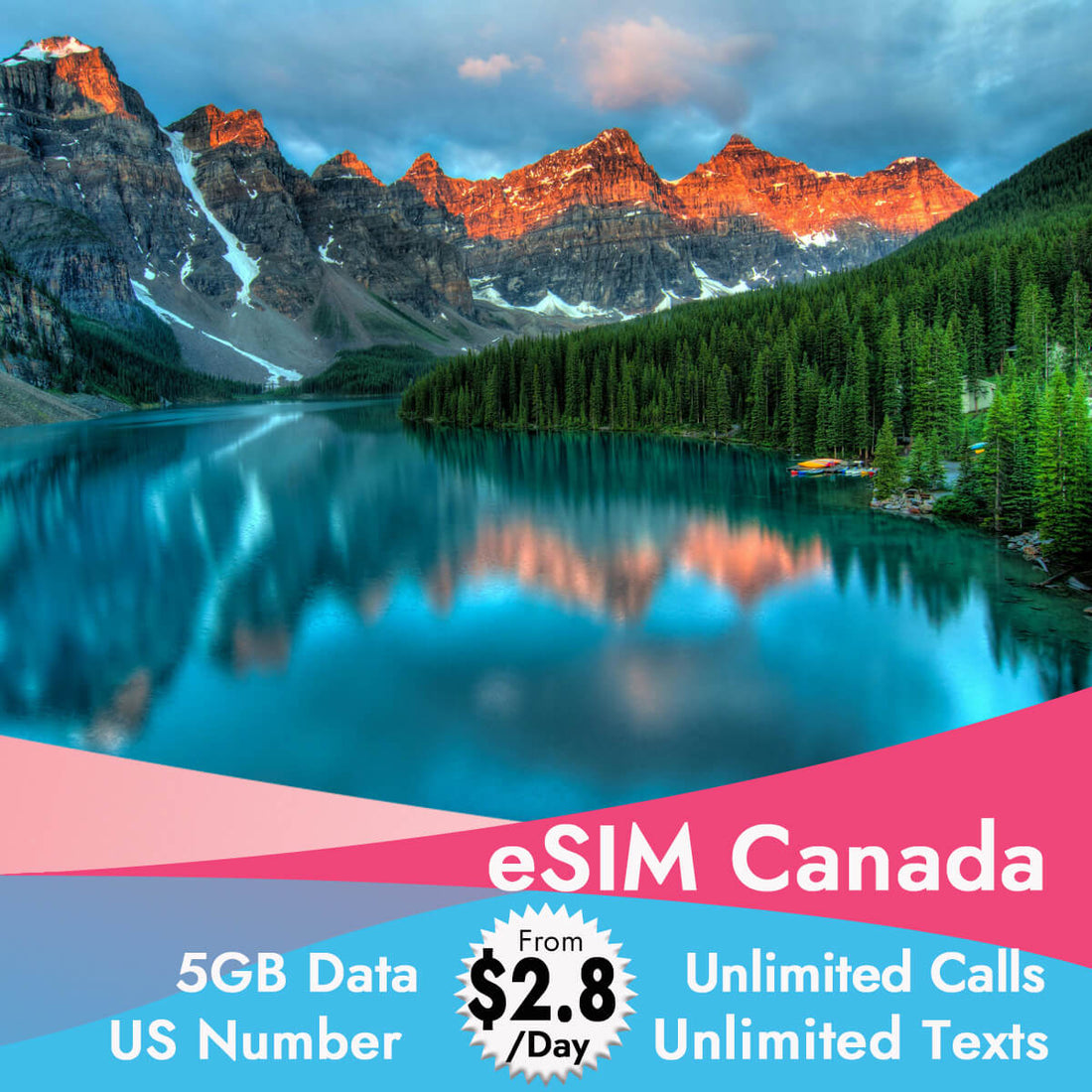 eSIM Canada with Unlimited Calls Texts and 5GB Data