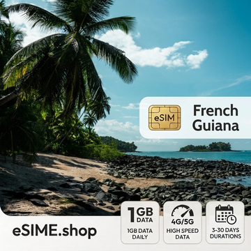 French Guiana eSIM 1GB Daily Data Plan