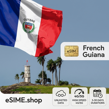 Unlimited Data eSIM for French Guiana | High-Speed 4G/5G Connectivity